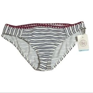 S.O. Striped Bikini Bottom, Sz Large, Brand New with Tags, Navy, Cream, Pink